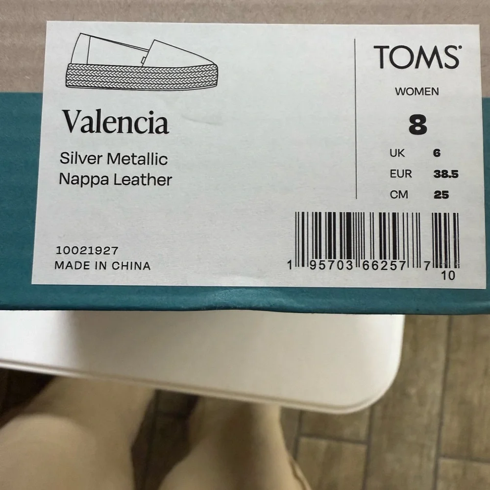 TOMS Women's Silver Espadrille Shoes - Picture 4 of 5